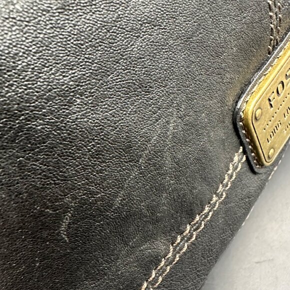 Fossil Shoulder Bag Purse Elaine Flap Black Leather Purse Y2K Vintage Retro - Picture 14 of 16